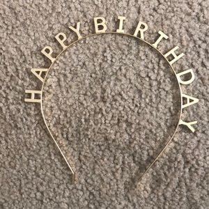 gold happy birthday headband